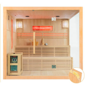 Suchá sauna s peckou EA4S LEVÁ se solným kamenem a izolací stěn, 4-5 místná, 220x200x200cm, 8,0kW